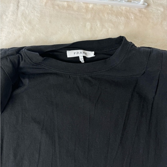 Frame T Shirt Dress Small Black Shoulder Pad Embellished Detail long - Picture 2 of 11